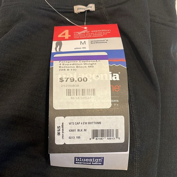 NWT Patagonia Capilene A 4 Expedition Weight Bottoms Black Medium Slim fit - Picture 6 of 10